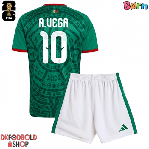 Mexico Alexis Vega #10 Hjemmebanesæt Børn VM 2026 Kort ærmer (+ korte bukser)